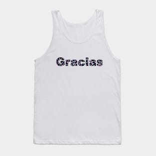 Thank you, with colored letters with dots in Spanish language Tank Top